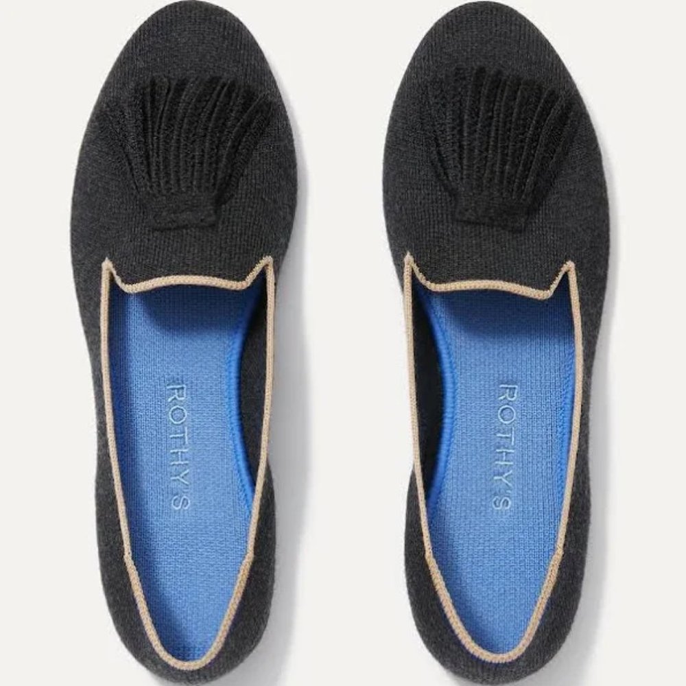 Rothy’s The Merino Tassel Loafer Black Diamond Size 7.5